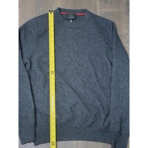 QI Cashmere Gray Crew Neck Sweater Mens‎ Size L Luxury Soft Knitwear